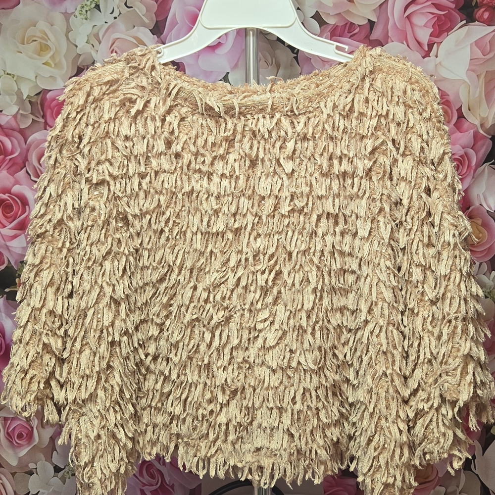 Zara Textured Fringe Top in Blush